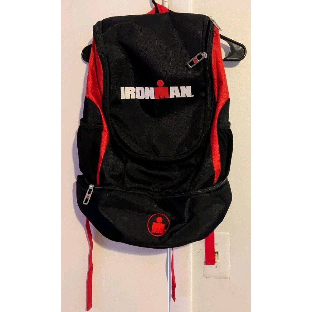 IRONMAN Triathlon Durable Black Backpack with Official Logo Design for Athletes